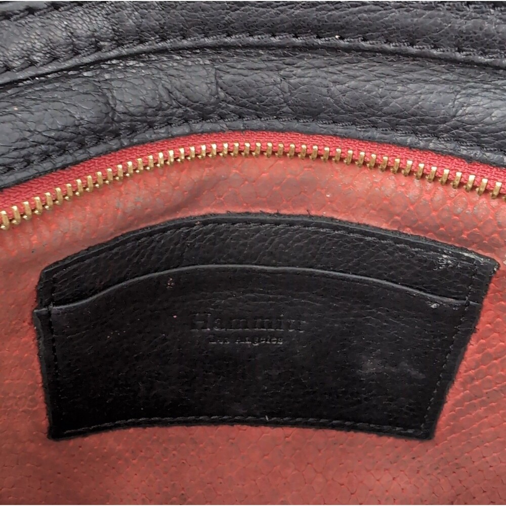Hammitt Los Angeles Black Pebbled Leather VIP Satchel Red Zipper No Strap - Wear - Picture 9 of 15